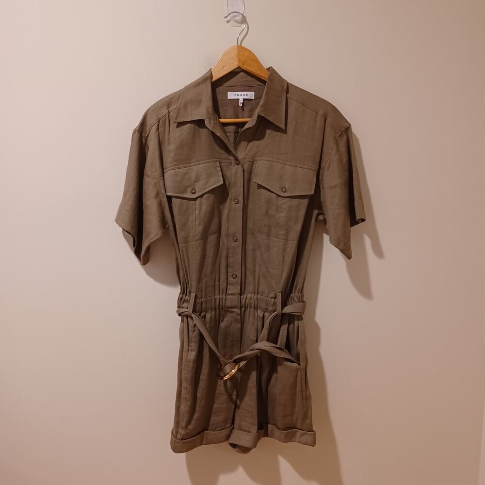 Frame Denim Khaki Button-Up Romper - image 4
